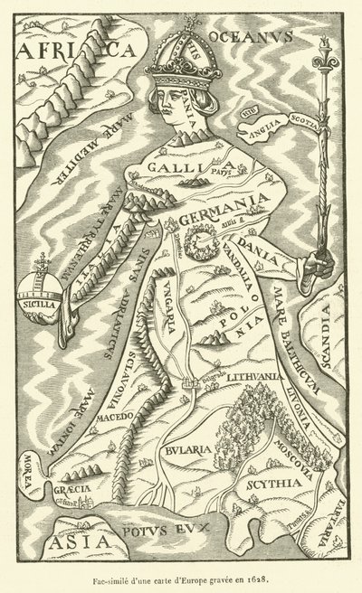 Fac-simile dune carte dEurope gravee and 1628 作者 法语学校